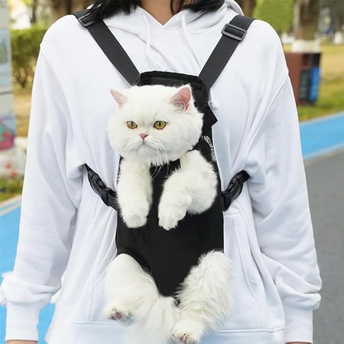 Portable Pet Carrier Backpack, Adjustable Pet Front Cat Dog Carrier Backpack Travel Bag for Small Medium Dogs Cats Puppies, Cat Backpack Carrier for Hiking Cycling (B, XL)