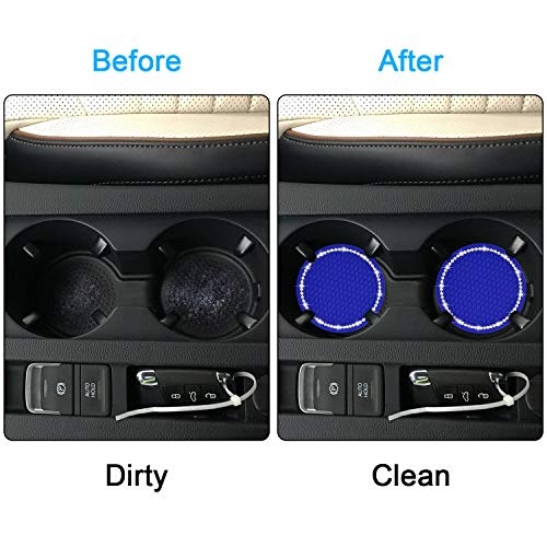 Bling Car Coasters, Wisdompro 4 Pack PVC Car Cup Holder Insert Coaster - Anti Slip Universal Vehicle Interior Accessories Crystal Glitter Cup Mats for Women and Men (2.75" Diameter, Blue) - color: Blue