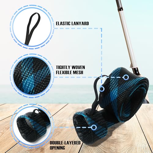 Reaction Tackle Rod Socks, Fishing Rod Sleeves and Covers for Spinning and Casting Rods, Breathable Mesh Rod Protectors with Elastic Band (2-Pack) - color: Black