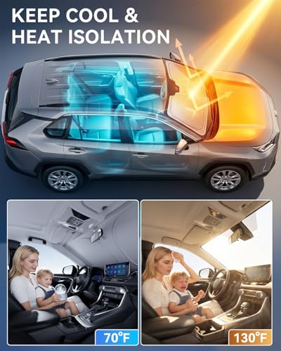helloleiboo Windshield Sun Shade for Toyota Camry 2018-2026 Graphene Honeycomb Heat Shield with UV Protection Foldable Custom Fit Front Window Sunshade Silver 58" x 28" - size: For Toyota Camry (2018-2026)