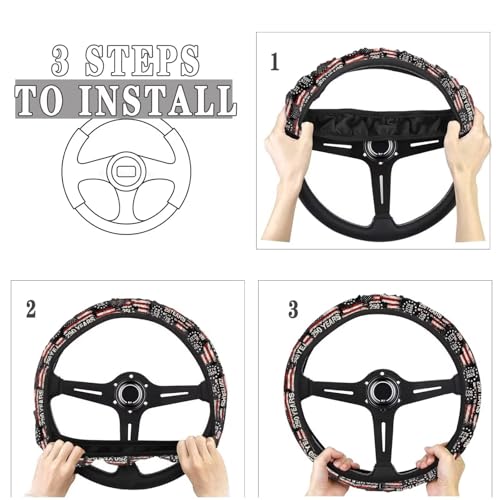 AFPANQZ American Flag 250th Auto Steering Wheel Covers Comfort Anti-Slip Safety Stretch-on 14-15 inch, 4th of July Easy Fix Machine Washable Steering Wheel Protection - color: American Flag 250th