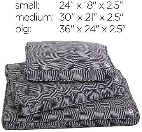 Molly Mutt Sheepy Wool-Filled Crate Pad, GOTS-Certified 100% Organic Cotton Canvas Cover with Soft 100% Natural Wool Insert, Ideal for Dog Bed or Kennel, Rocketman, 30" x 21" x 2.5"