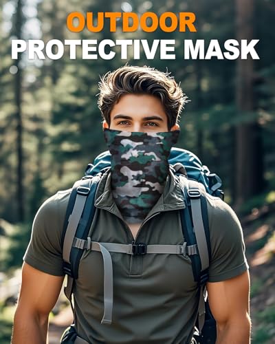 4Pack Neck Gaiter for Men Women Face Cover Mask Head Wrap Balaclava Headwear Bandana Headband Magic Scarf - color: A-camo-1