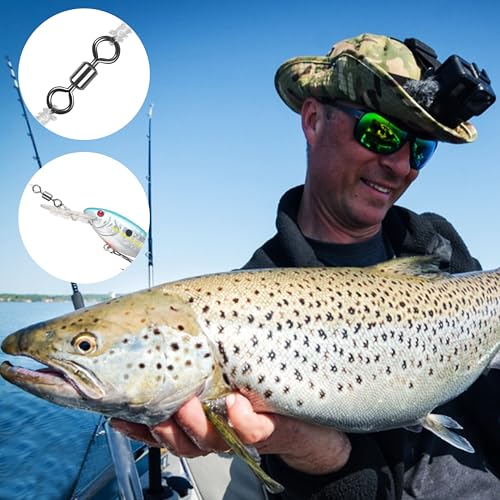 Barrel Swivels Fishing Tackle, 20/80pcs Heavy Duty Fishing Swivel Connector Stainless Steel Black Nickel Rolling Swivels Saltwater Freshwater 30-1322lb - size: 80pcs--4#--77lb
