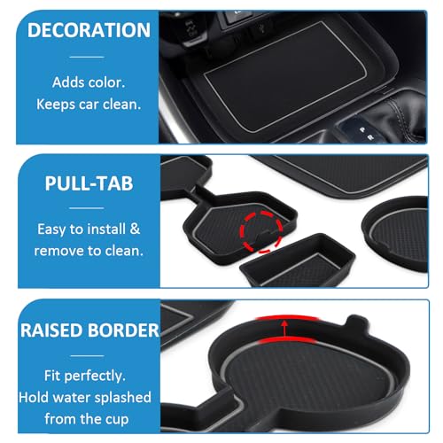 Auovo 3D Cup Holder Insert Liners Compatible with Toyota RAV4 Accessories 2025 2024 2023 2022 2021 2020 2019 Car Custom Cup Holder Mats Pads 4-pc Set (Gray Trim) - color: Gray, size: 4PCS