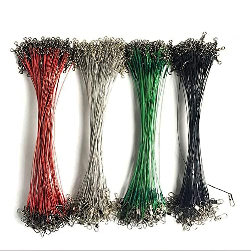 50pcs Fishing Wire Leaders Nylon-Coated Fishing Line Trace Lure Leaders with Swivels and Snaps Stainless Steel Fishing Tackle Leaders Tackle - color: Silver, size: 10inch