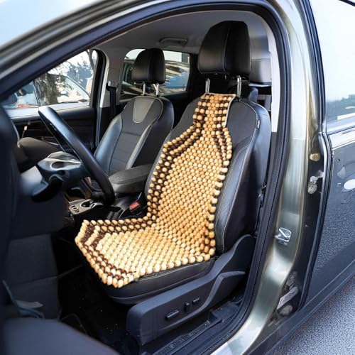 ZONETECH Wood Beaded Seat Cushion 2-Pack Premium Quality Car Massaging Double Strung Wood Beaded Seat Cushion for Stress Free All Day - size: 2-pk