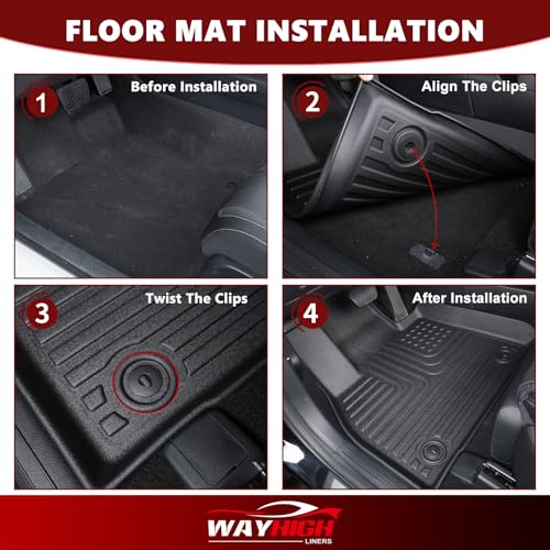 Wayhigh® Floor Mats & Cargo Liner for Buick Enclave 2018-2024, All Weather TPE Car Mats Waterproof Heavy Duty Floor Liners, Floor Mats Custom Fit for Enclave Accessories - style: 4) For Buick Enclave / 2018-2024 / Mats Set