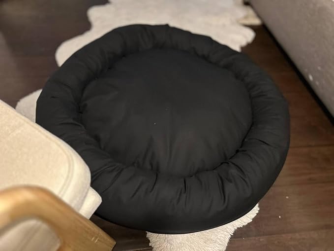 Organic Cotton Canvas Dog Bed: Removable Cover, Natural Fill - Made in USA (Black, XX Large 50" x 8" inches)