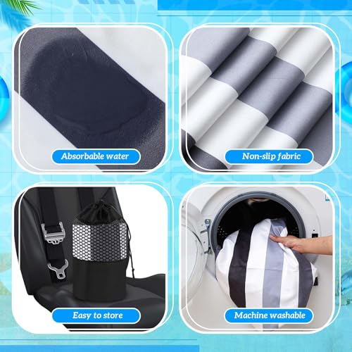Hahafelt Car Seat Towel Covers with Storage Bag, 63 x 32 Inch Universal Non Slip Waterproof Sweat Protector for Car Truck, Gym Swimming Running, Machine Washable(2 Pack,Black Vertical Stripes) - style: Black Vertical Stripes