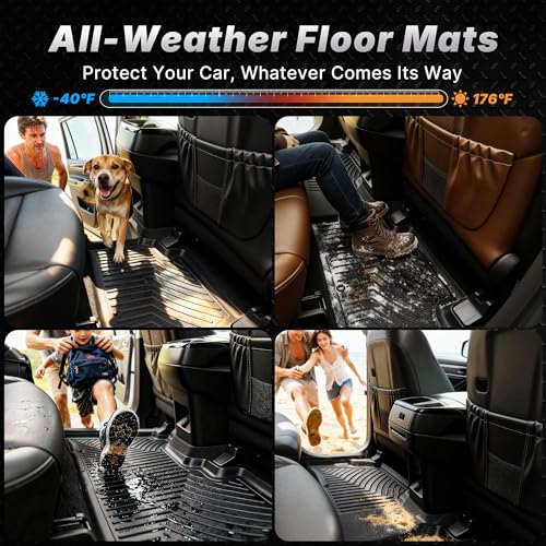 OEDRO Floor Mats Fit for 2019-2020 Hyundai Santa Fe Limited/SE/SEL/SEL Plus/Ultimate 5 Passenger, TPE All-Weather Custom Fit Floor Liners for Santa Fe Accessories, 1st and 2nd Row Car Mats Set, Black - style: 2019-2020 1st & 2nd