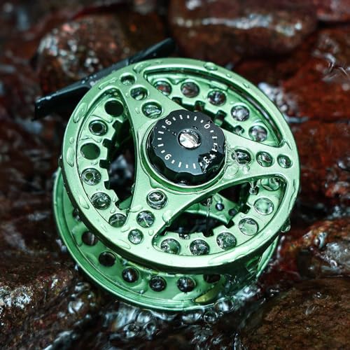 Sougayilang Fly Fishing Reel, Die Cast Aluminum Fly Reel, 5/6, 7/8, Weight Saltwater Fly Reels, 5/6, 7/8, Weight Saltwater Fly Reels - color: Green, size: 5/6wt
