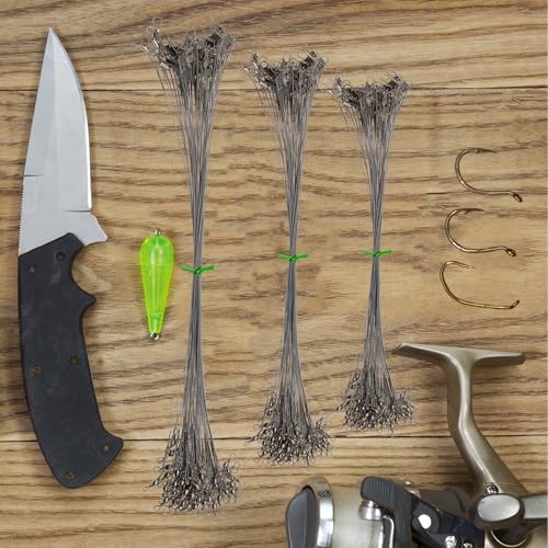 Stainless Steel Fishing Wire Leaders, Black Coated & Uncoated Options, Heavy Strength 31–100LB, 6–21in Multi Sizes with Rolling Swivels Snaps for Salt Fresh Water Shark Pike Barracuda - color: 9.84in - 50pcs（31LB)