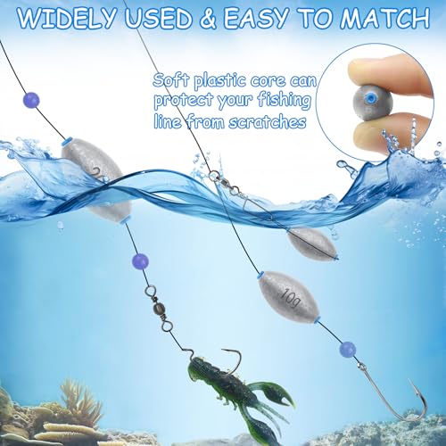 Egg Sinkers Fishing Weights, Bullet Fishing Weights | Lead Oval Shaped Fishing Weights Sinkers for Saltwater Freshwater Fishing 1/4oz to 3oz - size: 3oz-5pcs