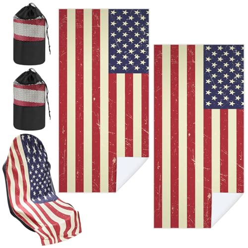 Hahafelt Car Seat Towel Covers with Storage Bag, 63 x 32 Inch Universal Non Slip Waterproof Sweat Protector for Car Truck, Gym Swimming Running, Machine Washable(2 Pack,American Flag) - style: American Flag