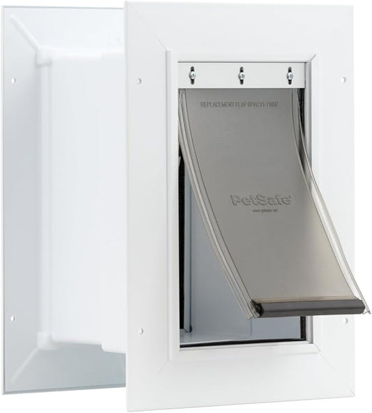 PetSafe Wall Entry Pet Door - Rust-Free Telescoping Frame - Easy Install for Interior & Exterior Walls 4 3/4" - 7" Thick - Small - for Pets Up to 15 Lb