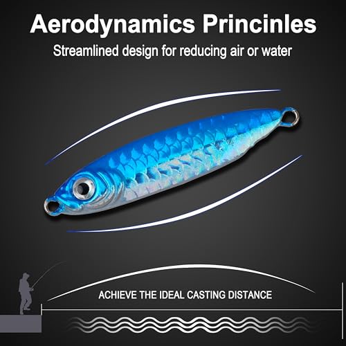 Saltwater Jig Fishing Lures - Stripe Bass Jigs, Metal Lead Spoon Jigging Baits with Sharp Hooks for Tuna Salmon Grouper Sea