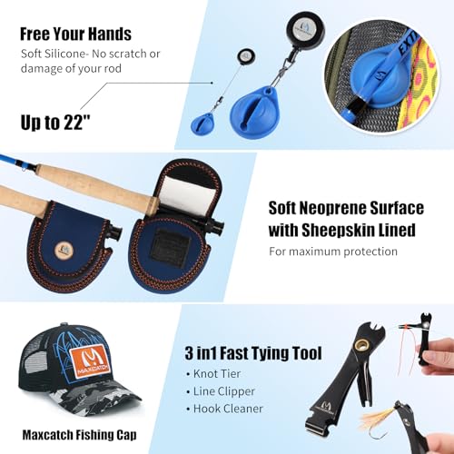 Maxcatch Extreme-X Fly Fishing Rod and Reel Combo, 3-8wt Complete Starter Fishing Outfit with Fly Box, Flies, Rod Clip Holder, Rod Case, Extra Tip Section - size: 6wt-9' 4pc Rod, 5/6wt Reel