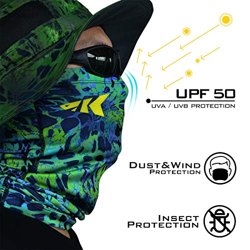 KastKing Sol Armis Neck Gaiter - UPF 50 Face Mask - UV Sun Protection Mask for Men & Women, Fishing, Hiking - color: J: Blue Tang (Size: 19"x9.5"), size: One Size