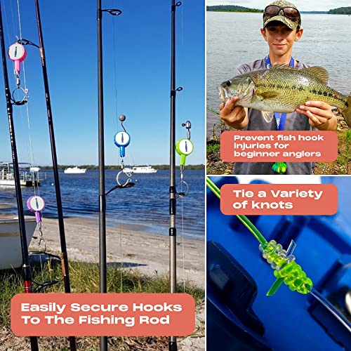 Hook-Eze Fishing Knot Tying Tool and Zinger Retractor Combo | Stocking Stuffers Gifts for Men, Fishing Gear and Equipment for Nippers, Forceps, Fly Float Ant, Belt Loops & Backpack