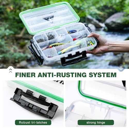 Ghosthorn Fishing Tackle Box, Waterproof 3600 and 3700 Tackle Trays, Plastic Tackle Box Organizer with Removable Dividers Storage Lure Box for Lures 3 Pack (3600 * 3) - size: 3600*3