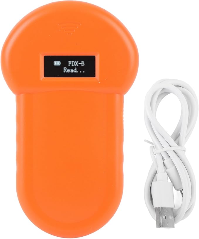 Pongnas 134.2KHz Pet Microchip Scanner - USB Rechargeable Animal Chip Reader for Pigs, Dogs, and Cats with Organic LED Display