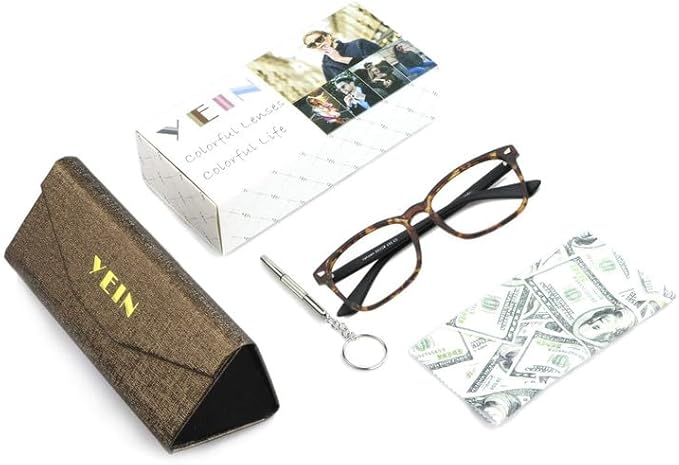 YEIN Bifocal Reading Glasses with Blue Light Blocking Lenses, Bifocal Reader for Women and Men, Vintage Square frame with Spring Hinge (+0.50/+2.25 magnification)