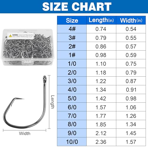 Circle Hooks Saltwater,100pcs Catfish Hooks Offset Circle Octopus Fishing Hooks High Carbon Steel 2X Strong Barbed Fishhooks for Bass Trout Freshwater Saltwater - size: 100pcs-2#