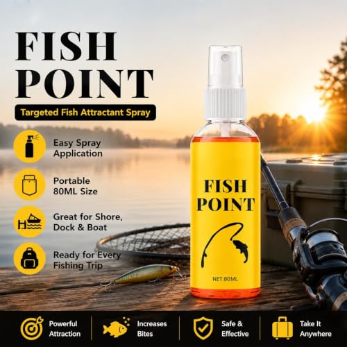 Concentrated Fish Attractant Liquid 80ml Fish Point Scent Liquid | Panfish Bait Scent Attractant for Men Angler Dad Husband Boyfriend Outdoor Trip Dock Boat Lake River Stream