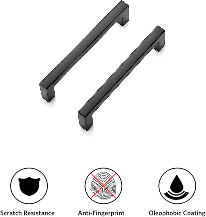 Ravinte 10 Pack Solid 3-3/4 Inch Center to Center Slim Square Bar Drawer Handles Kitchen Cabinet Handles Black Drawer Pulls Kitchen Cabinet Hardware Kitchen Handles Matte Black Cabinet Pulls