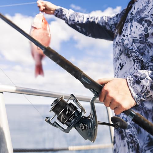KastKing ReKon Saltwater Fishing Rod and Reel Combo, Fishing Poles & Reels Combo, Graphite Blank, Zirconia Rings, NyliTech Frame & Rotor, EVA Handle, Uplock Reel Seat - style: Spin-9'0" Heavy-6000 Reel-2pcs