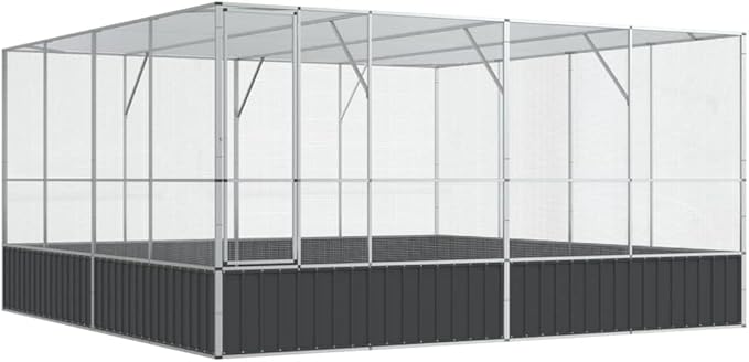 Large Bird Aviary, Outdoor Galvanized Steel Bird Cage, Mesh Fence Bird House for Parrot, Parakeet, Dove, Cockatiel, 164.6"x163"x83.5"