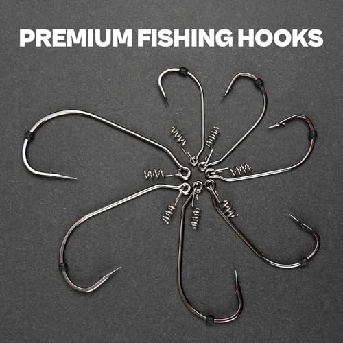 Weedless Swimbait Hooks with Screw Lock & Bait Stopper- 1/0 2/0 3/0 4/0 5/0 6/0 7/0 Sizes Worms Hooks for Bass Fishing - size: 4/0 - 40Pack