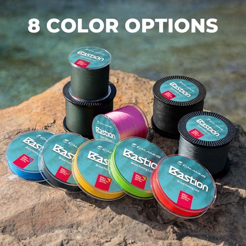 Calamus Bastion Braided Fishing Line -Abrasion Resisting Braided Lines – Thin Diameter Superline – Zero Stretch – 4 Strand MultiTuf Fiber Braid Line - color: X4-Gray, size: 50 LB - 300 Yds