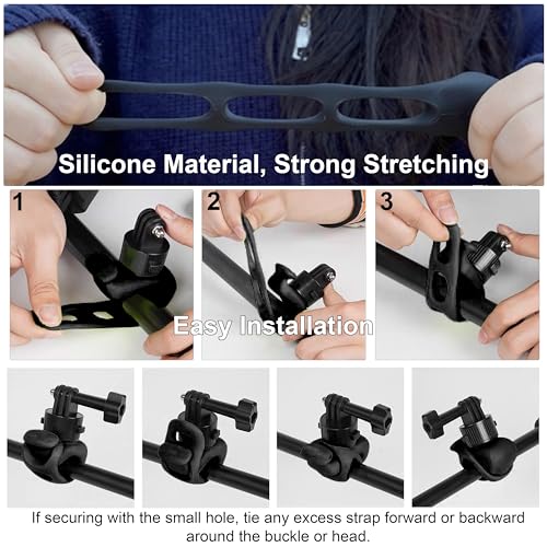 Quick Release 360° Flexible Camera Mount Wrap Band, Flexi Strap Mount, Bike Motorcycle Handlebar Roll Bar Tube Stick Pole Ski Clip Holder for GoPro/Insta360/DJI/Xtra Muse/AKASO Action Cameras - color: S5607