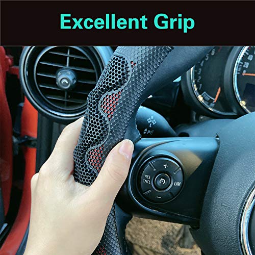 PINCTROT Steering Wheel Cover Great Grip with 3D Honeycomb Anti-Slip Design, Universal 14.5-15 Inch (Wine Red) - color: 1.Wine Red, size: Medium(Standard) Size[14 1/2''-15'']