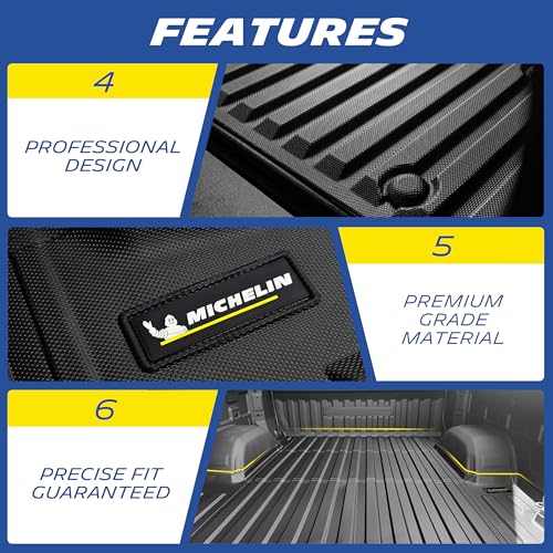 MICHELIN Truck Bed Mat for 2024-2026 Chevy Silverado EV WT/LT & GMC Sierra EV Elevation (Not Fit RST/Trail Boss/AT4/Denail), All-Weather Truck Bed Liner, Custom Fit, Durable TPE Bedliner, Non-Slip - size: 2) Silverado EV WT / LT | 24-26 | 5.9 FT
