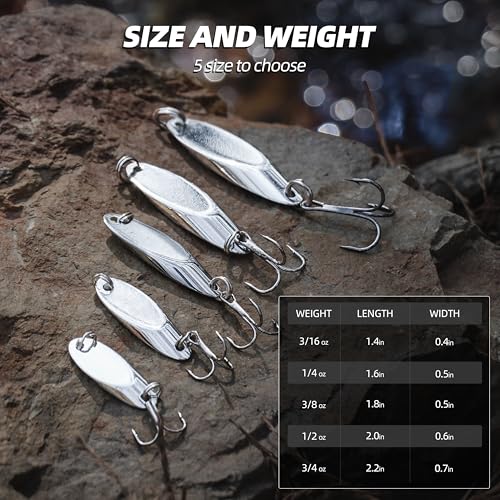Jigging Spoon Fishing Lures, Slant Cut Metal Spoon with Glow, High Flash, Sharp Treble Hooks, Precision Wobble for Bass, Trout, Pike & Walleye - color: 6PCS, size: 3/16oz