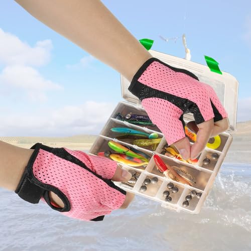 PATIKIL Fishing Gloves Breathable Fingerless Sun Protection Gloves for Men Women Rowing Kayaking Cycling - size: Medium