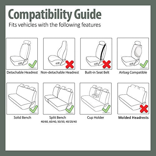 FH Group Light & Breezy Cloth Car Seat Covers, 7 Seater Three Row Set- Airbag & Split Ready -Universal for Cars Trucks and SUVs (Purple/Black) - color: Purple