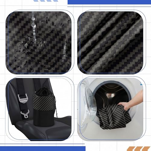 Hahafelt Car Seat Towel Covers with Storage Bag, 63 x 32 Inch Universal Non Slip Waterproof Sweat Protector for Car Truck, Gym Swimming Running, Machine Washable(2 Pack,Carbon Fiber Textured) - style: Carbon Fiber Textured