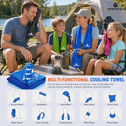 YQXCC 6 Pack Cooling Towels 40"x12", Cold Cool for Neck & Face | Cooling Neck Wraps, Soft Breathable Microfiber Chilly Towels, Ideal for Gym, Yoga, Golf, Running, Camping & Hot Weather - color: Dark Blue*2 + Rose Red*2 + Green*2