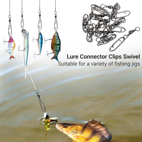 Atibin Saltwater Freshwater Snap Swivels Stainless Heavy Steel Fishing Clips Swivel Barrel Clip Fishing Snaps Rolling Speed Change Black Nickel - size: Size 4+M (59lb) 50 pcs