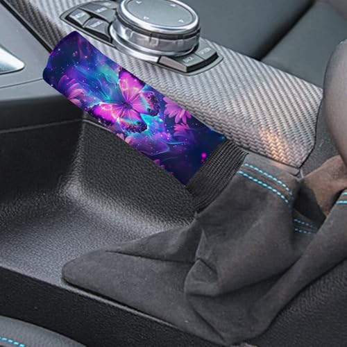 Bulopur Car Shifter Gear Hand Brake Trim Cover Set for Most Cars Van SUV Sedan Truck Auto Accessories - color: Galaxy Butterfly