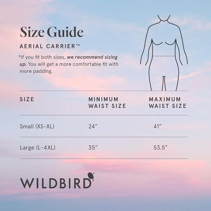 WildBird - Aerial Buckle Carrier - 2-24 Months - Large (L-4XL) Acadian - Front or Back Carry - Cross Straps, Lumbar Support, Headrest - Hip Healthy - Baby Carrier - Baby Essentials - New Mom Gifts