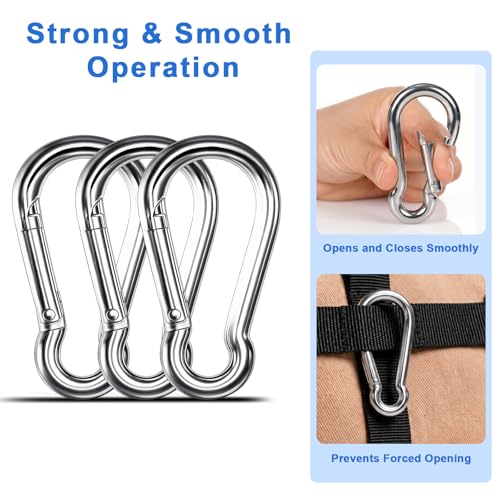 Small Carabiner Clip, 30PCS 1.97 inch 304 Stainless Steel Heavy Duty Carabiners, Metal Spring Snap Hook Clips for Outdoor Travel Camping Fishing Hanging Key Chain - size: M5-1.97'', style: 30PCS
