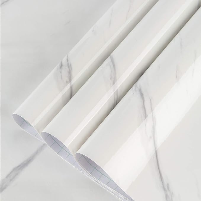 Large White Marble Granite Wallpaper Peel Stick Thicken 48x197inch Waterproof
