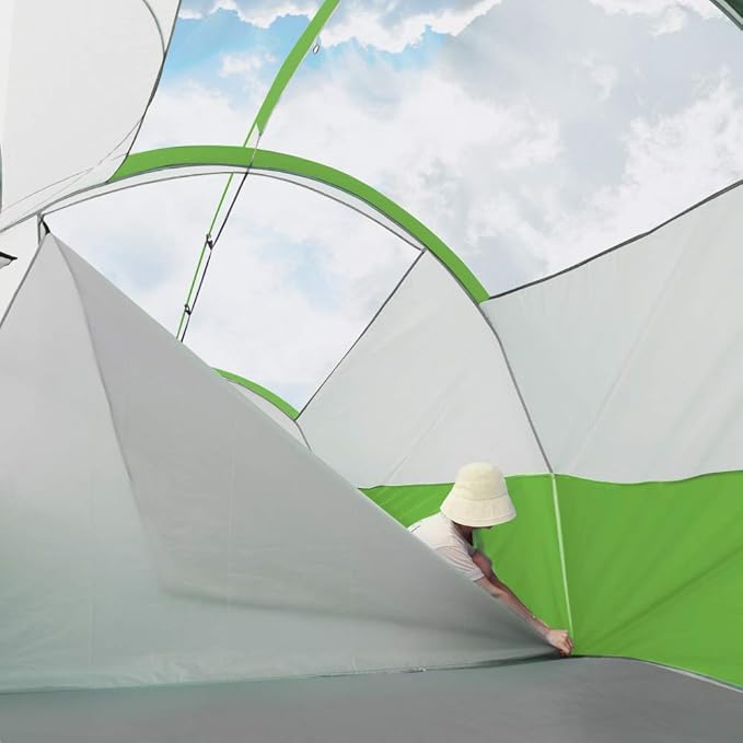 CAMPROS CP Tent 8 Person Camping Tents, Weather Resistant Family Tent, 5 Large Mesh Windows, Double Layer, Divided Curtain for Separated Room, Portable with Carry Bag