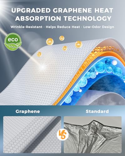 helloleiboo Graphene Car Windshield Sun Shade – 57" x 31" Foldable Car Sun Shade, Advanced Heat Absorption & UV Protection, Universal Fit for Cars, SUVs & Trucks - size: 57 x 31 inches