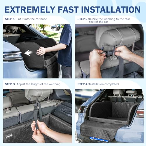 Pecute SUV Cargo Liner for Dogs, Water Resistan Pet Trunk Cover with Soft Cushion, Non-Slip Dog Back Seat Mat for SUVs Sedans with Bumper Flap Protector, Padded, Black - size: XL